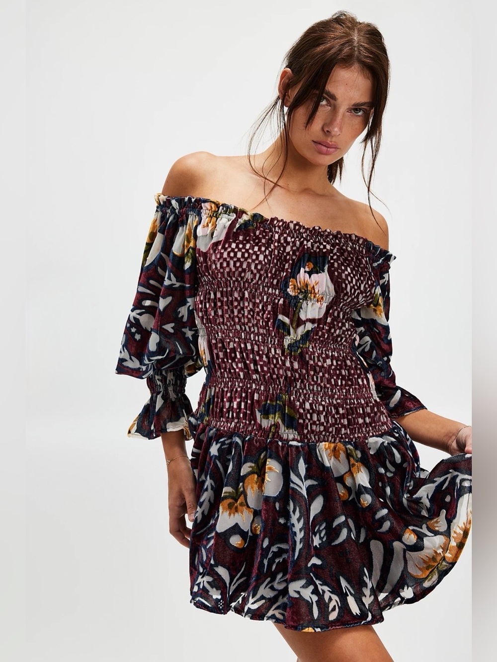 Free people Bali Aveline Velvet Mini Dress